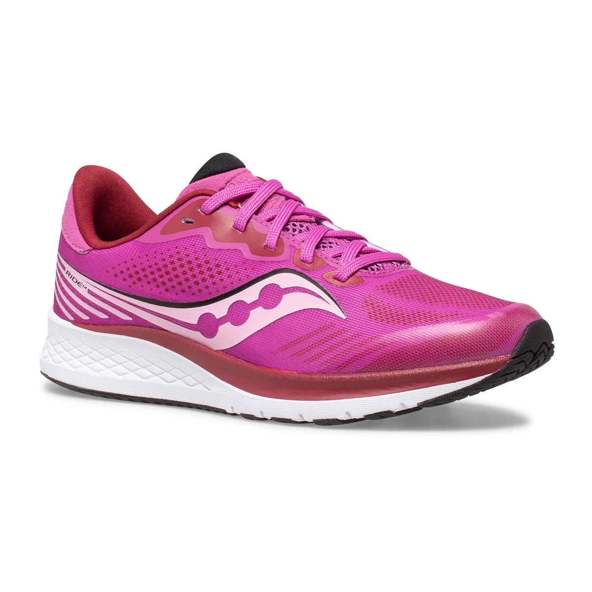 Saucony Youth Ride 14 Running Shoe - Pink 4 Saucony Youth Ride 14 Running Shoe - Pink - Image 2