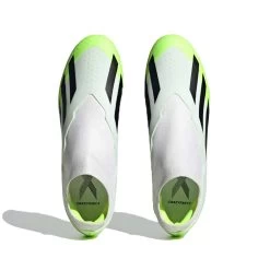 ADIDAS Unisex X Crazyfast .3 Laceless FG Soccer Cleat - Cloud White / Core Black / Lucid Lemon- Regular (D) -Shoe Zone Shop X CRAZYFAST.3 LL FG White HQ4515 02 standard