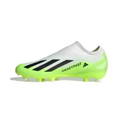ADIDAS Unisex X Crazyfast .3 Laceless FG Soccer Cleat - Cloud White / Core Black / Lucid Lemon- Regular (D) -Shoe Zone Shop X CRAZYFAST.3 LL FG White HQ4515 06 standard
