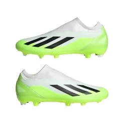 ADIDAS Unisex X Crazyfast .3 Laceless FG Soccer Cleat - Cloud White / Core Black / Lucid Lemon- Regular (D) -Shoe Zone Shop X CRAZYFAST.3 LL FG White HQ4515 09 standard